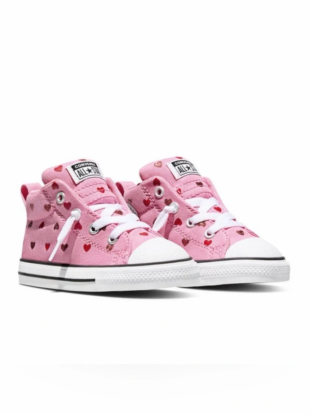 Converse Toddler Pink Heart Mid Top Sneakers, 6